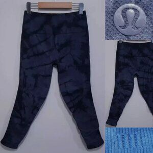Lululemon Flow & Go 10 Large Leggings Women's Dark Carbon Crop Camo Tie Dye